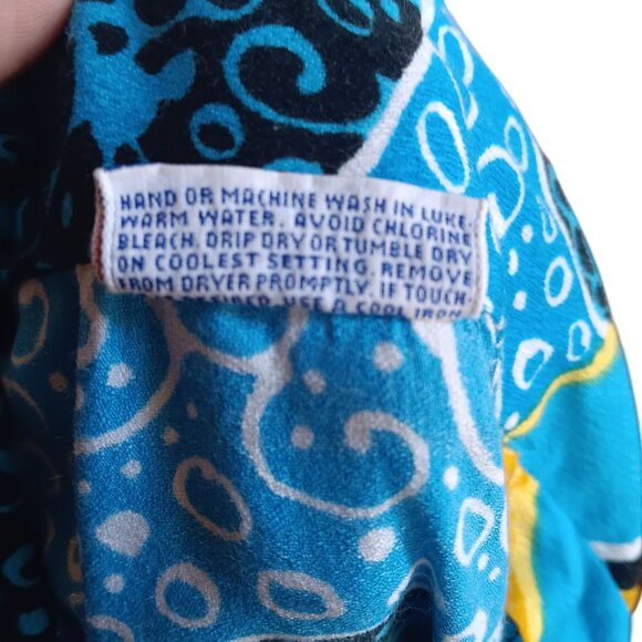 Women's Large Vintage Psychedelic 70s Top Button-Up Shirt Swirl Pattern Pykettes - Picture 8 of 8